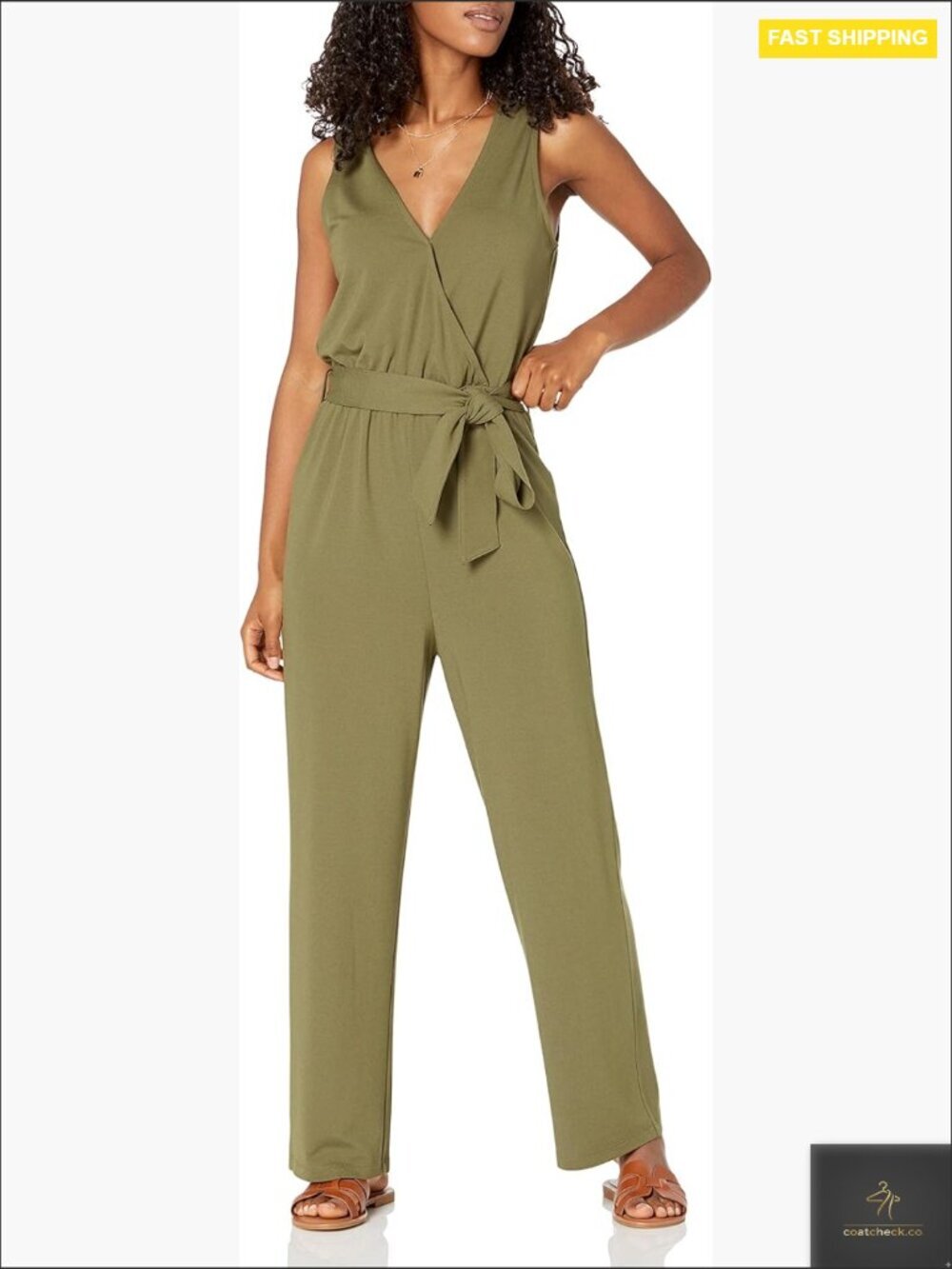 Sleeveless Wrap Jumpsuit Elegant Chic Minimal Regular Fit Stretch Knit